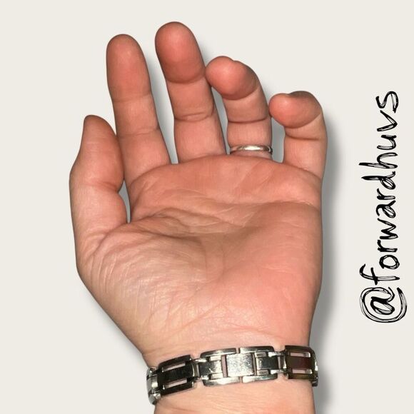 Stainless Steel Men’s 316L Bracelet Marked 10K WGD with 3 Authentic Diamonds - Picture 5 of 14